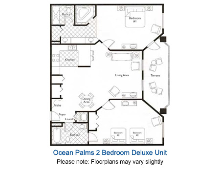 Ocean Palms Suites Two Bedroom Floorplan