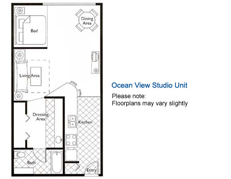 Ocean View Suites Studio Unit Floorplan