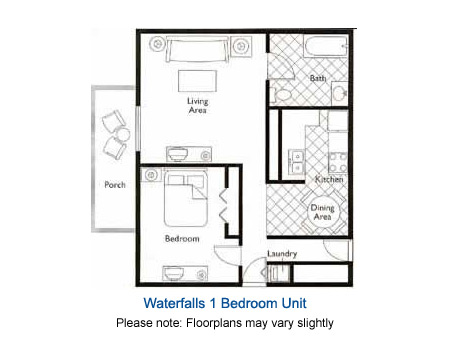 Waterfalls Suites One Bedroom Unit Floorplan