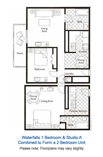 Waterfalls Suites Studio A Unit 2 Bed Floorplan