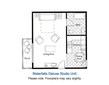 Waterfalls Suites Studio Deluxe Unit Floorplan